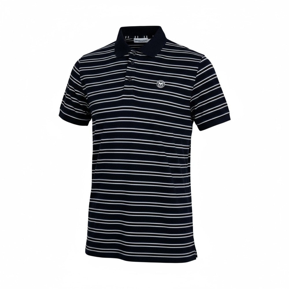 Wimbledon‎ Polo Two Tone Blue White and Black Stripes Size Large Tennis